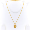 Imperial Peacock 22k Gold Oval Necklace 