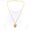 Faceted Charming 22k Gold Heart Necklace 