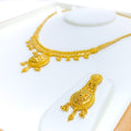 Radiant Graceful Floral 22k Gold Necklace Set 