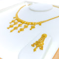 Dynamic Dangling Tassel 22k Gold Necklace Set 