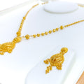 Opulent Gleaming Striped 22k Gold Drop Necklace Set 