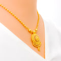 Attractive Round Netted 22k Gold Necklace Set 