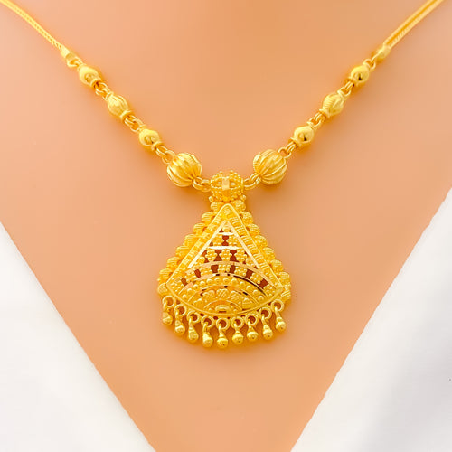 Traditional Fine Beaded 22k Gold Necklace Set 