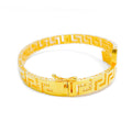 Geometric Striped 21k Gold Bangle Bracelet 