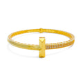 Modern Contemporary 21k Gold CZ Bangle Bracelet 