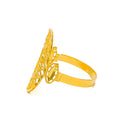 Sleek Lined 21k Gold Leaf Ring 