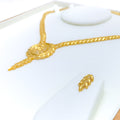 Unique Spiral Leaf 22K Gold Necklace Set