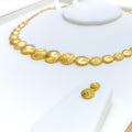 Radiant Round Mesh 22K Gold Necklace Set