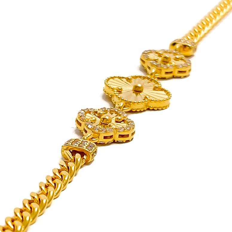 dazzling-clover-21k-gold-cz-bracelet