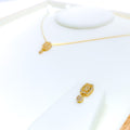 Intricate Rectangular 22k Gold CZ Necklace Set