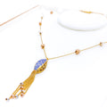 Majestic Dangling Chain 22k Gold Meena Necklace 