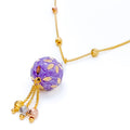Elegant Lavender 22k Gold Pastel Enamel Necklace 