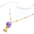Elegant Lavender 22k Gold Pastel Enamel Necklace 