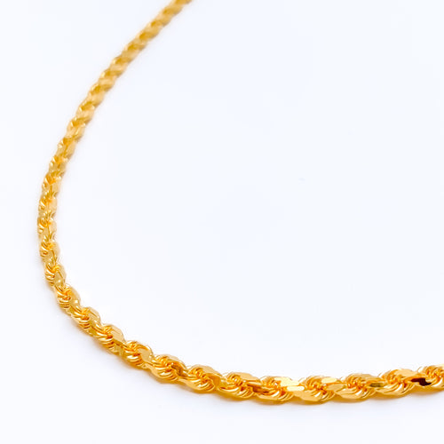 Medium Bold Reflective 22K Gold Rope Chain - 22"