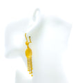 Shiny Netted Oval 21k Gold Hook Earrings 