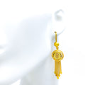 Magnificent Domed Floral 21k Gold Hook Earrings 