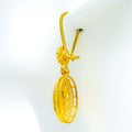 Fascinating Filigree Oval 21k Gold Hook Earrings 