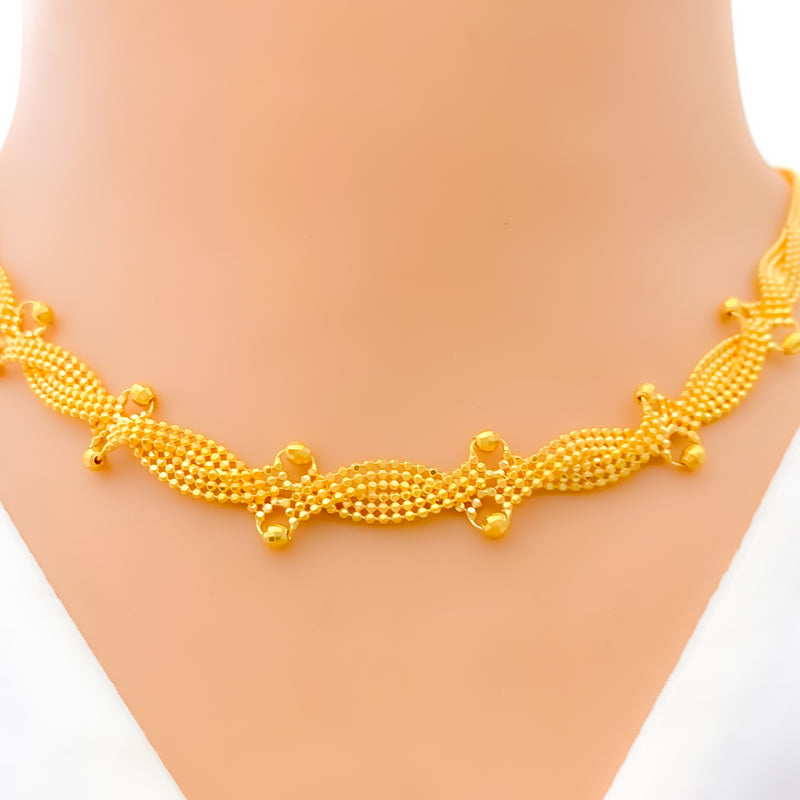 Contemporary Beaded 22K Gold Necklace Set