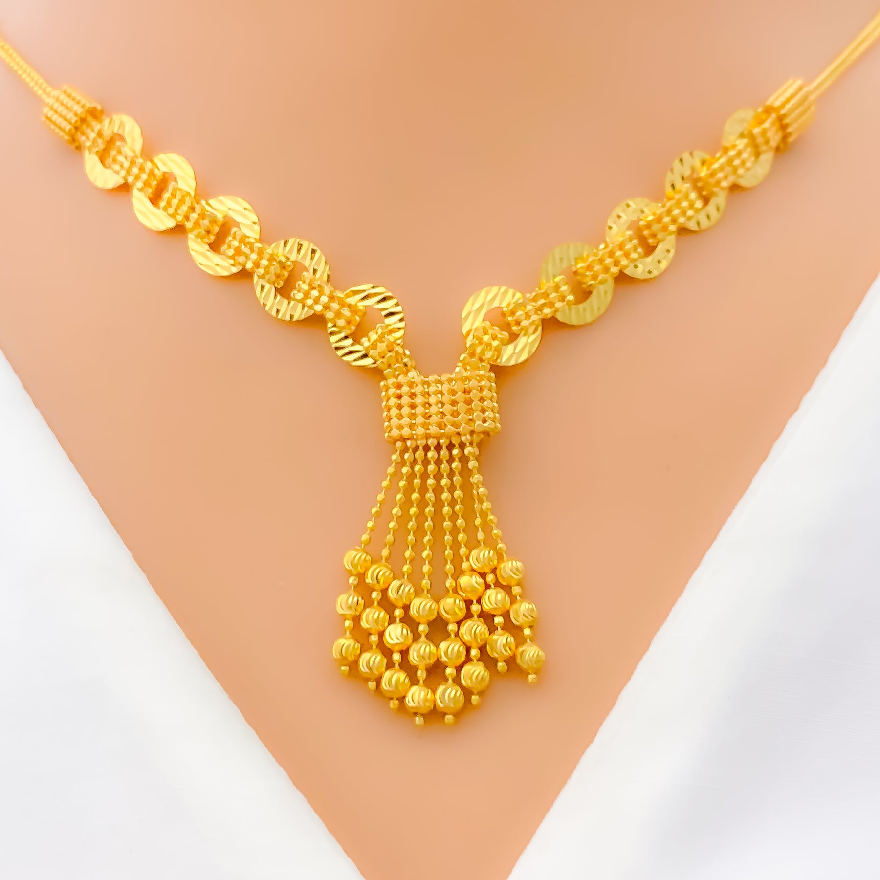 Diamond Pendant Necklace 7/8 ct tw Pear/Round 14K Yellow Gold 18