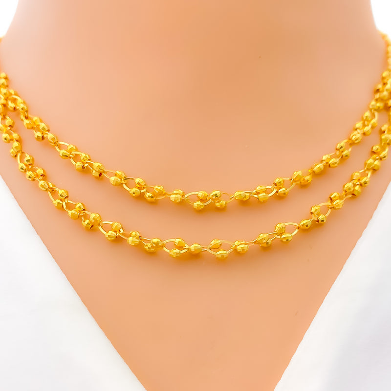 Reflective Dual Layered 22K Gold Necklace Set