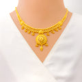 Radiant Graceful Floral 22k Gold Necklace Set