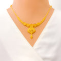 Impeccable Artistic Floral 22k Gold Necklace Set