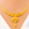 Impeccable Artistic Floral 22k Gold Necklace Set