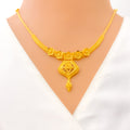 Impeccable Artistic Floral 22k Gold Necklace Set