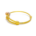 Graceful Striped Orb 22k Gold Bangle Bracelet