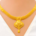 Elegant Sparkling Beaded 22k Gold Necklace Set