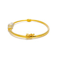 Elegant Two-Tone Orb 22k Gold Bangle Bracelet