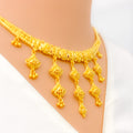 Dynamic Dangling Tassel 22k Gold Necklace Set