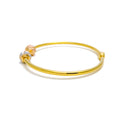 Striking Striped Open 22k Gold Orb Bangle Bracelet 
