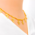 Charming Dangling Leaf 21K Gold Necklace Set