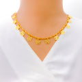 Beautiful Dazzling Flower 21K Gold Necklace Set