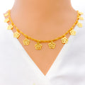 Beautiful Dazzling Flower 21K Gold Necklace Set