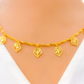 Sparkling Leaf 21K Gold Necklace Set