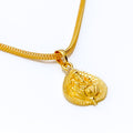 Engraved 22k Gold Leaf Adorned Ganesh Pendant
