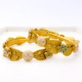 Fancy Floral CZ Meenakari 22k Gold Set Of 2 Bangles