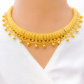 Extravagant Frilly Tasseled 22k Gold Necklace Set
