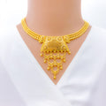 Unique Tapering 22k Gold Beaded Necklace Set