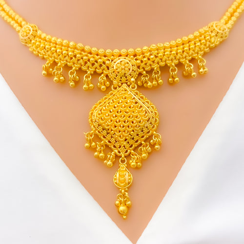 Fancy Festive Tasseled 22k Gold Necklace Set