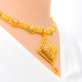 Vibrant Netted Square 22k Gold Necklace Set