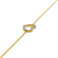 Shimmering Heart Shaped Diamond + 18k Gold Bracelet 