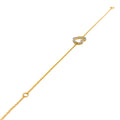 Shimmering Heart Shaped Diamond + 18k Gold Bracelet 