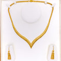 Chic V-Shaped 22K Gold Necklace Set