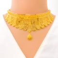 Delightful Alternating 22K Gold Choker Necklace Set 