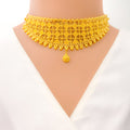 Extravagant Checkered 22K Gold Choker Necklace Set 