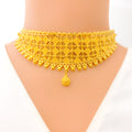 Extravagant Checkered 22K Gold Choker Necklace Set 