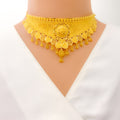 Decorative Regal 22K Gold Paisley Choker Necklace Set 